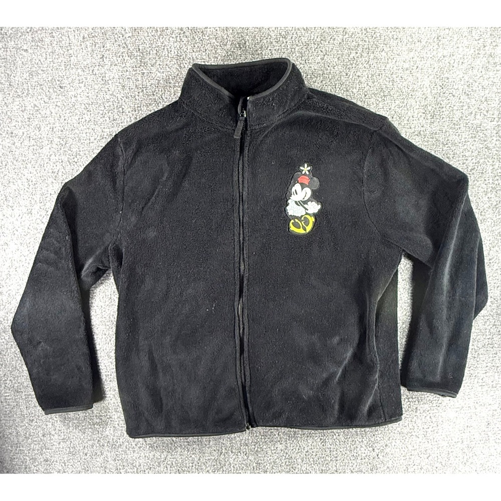 Disney Minnie Mouse Full Zip‎ Fleece Jacket Black Womens XXL Mock Neck Coat